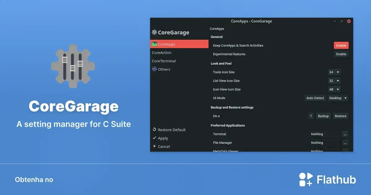 Como instalar e configurar CoreGarage no Linux via Flathub 1 Como instalar e configurar CoreGarage no Linux via Flathub