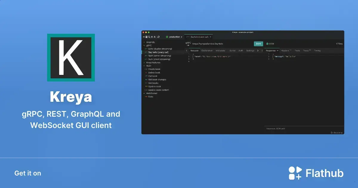 Conheça Kreya: cliente GUI para gRPC, REST, GraphQL e WebSocket no Linux 1 Conheça Kreya: cliente GUI para gRPC, REST, GraphQL e WebSocket no Linux