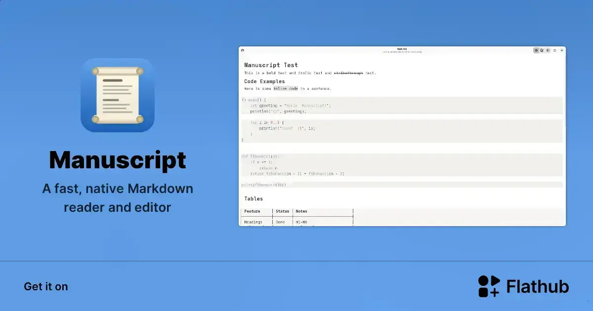 Descubra Manuscript: Leitor e Editor Markdown Rápido e Nativo no Linux 1 Descubra Manuscript: Leitor e Editor Markdown Rápido e Nativo no Linux
