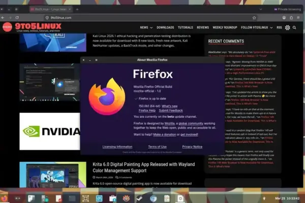 Firefox 150 Beta traz suporte ao GTK Emoji Picker e gerenciador de PDFs no Linux