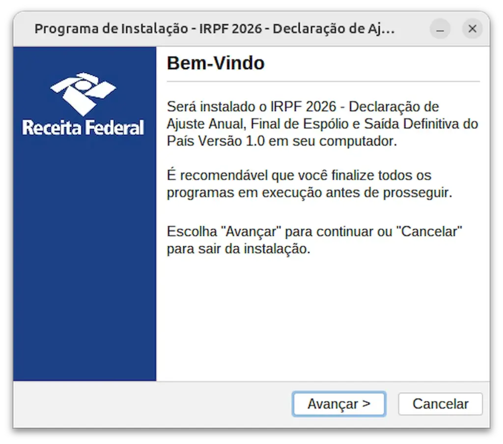 Como instalar o programa IRPF 2026 no Linux via arquivo BIN