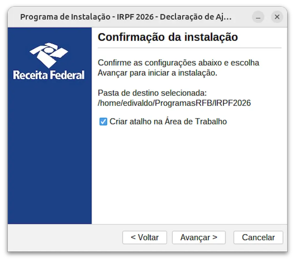 Como instalar o programa IRPF 2026 no Linux via arquivo BIN