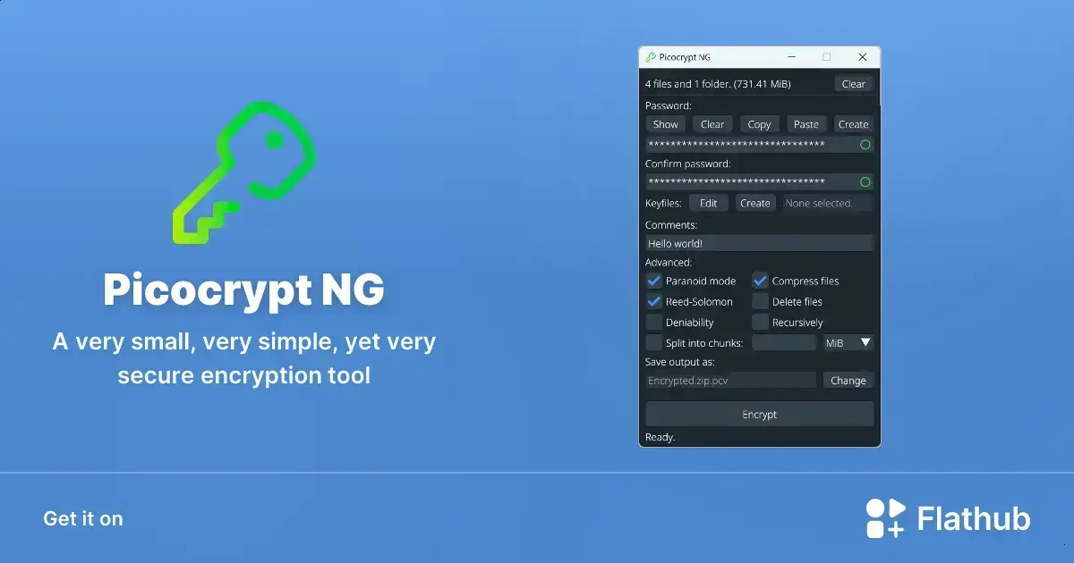 Picocrypt NG: Ferramenta simples e segura de criptografia para Linux 1 Picocrypt NG: Ferramenta simples e segura de criptografia para Linux