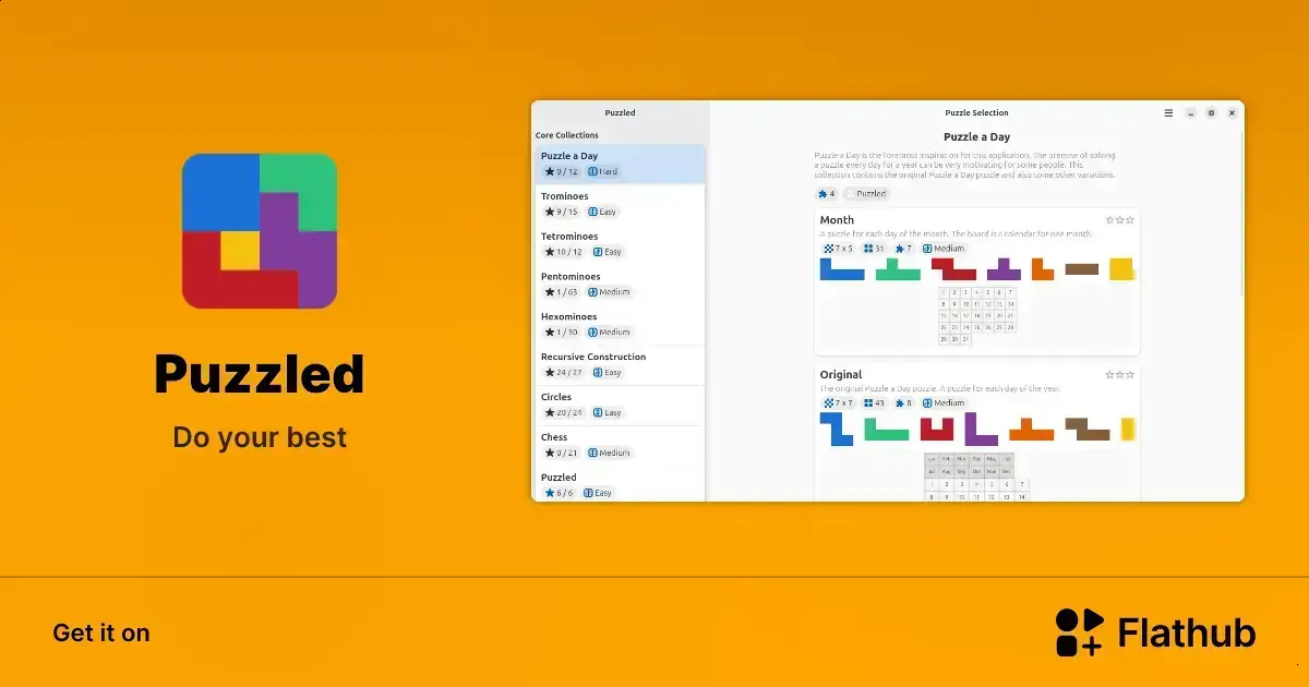 Puzzled no Linux: o quebra-cabeça que vai desafiar seu raciocínio no Flathub 1 Puzzled no Linux: o quebra-cabeça que vai desafiar seu raciocínio no Flathub