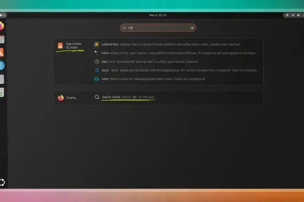 Ubuntu 26.04 LTS traz busca integrada por Snap e web direto na visão geral do GNOME