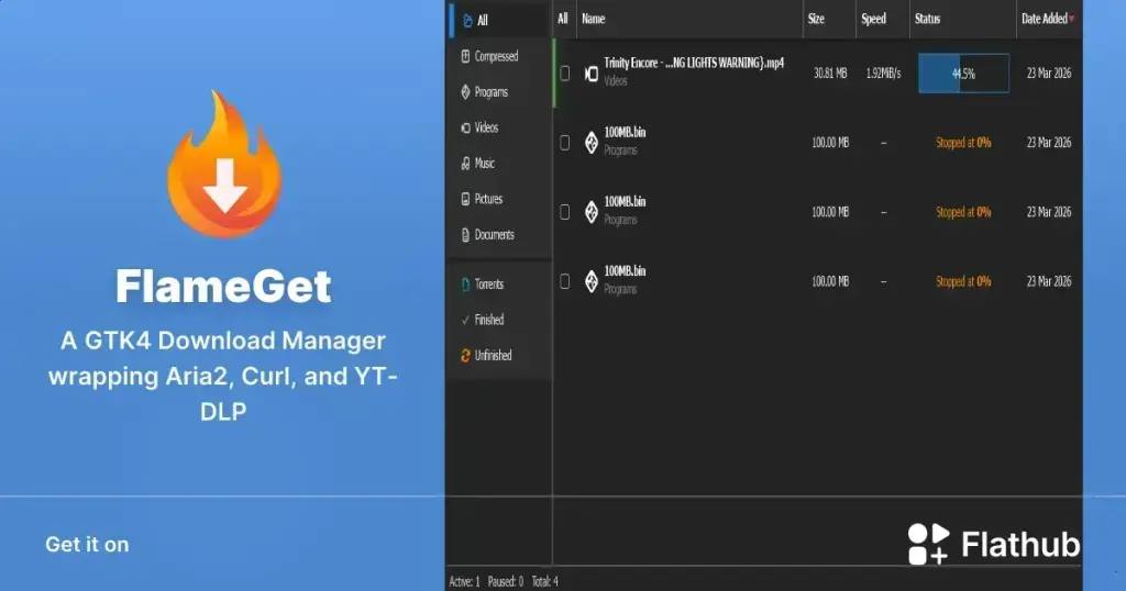 FlameGet: gerenciador de downloads rápido e leve para Linux