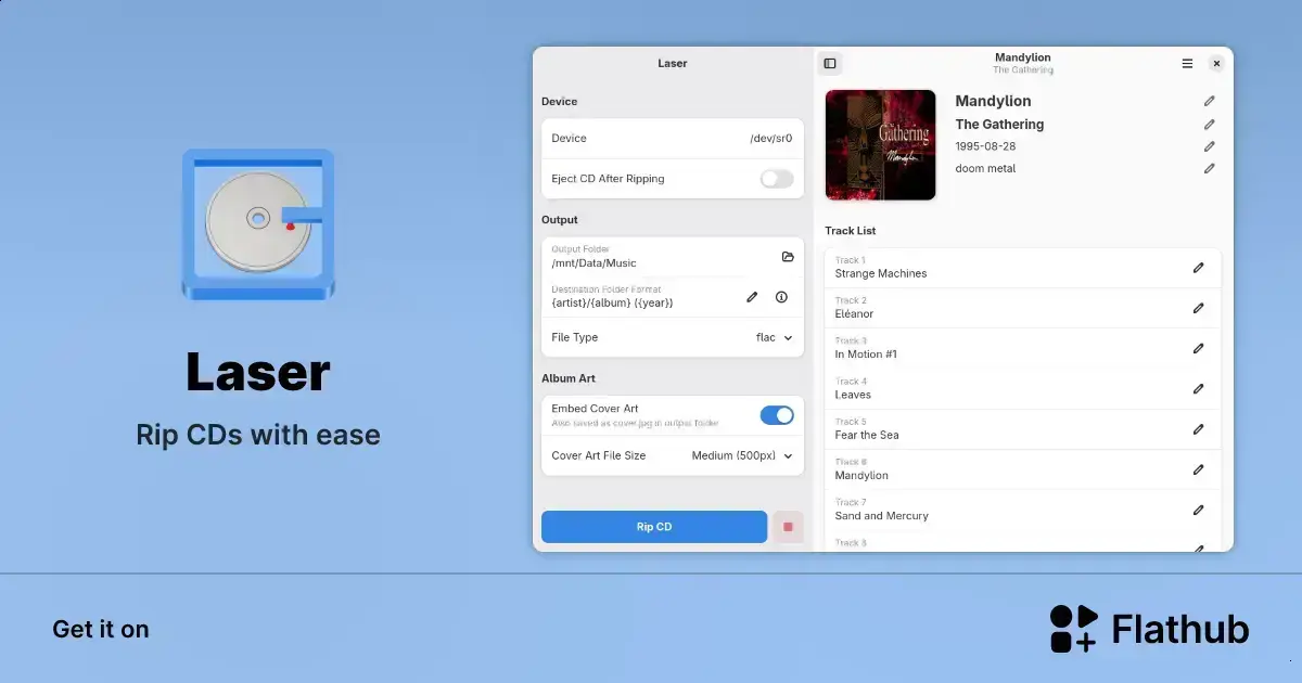 Laser: o prático ripper de CDs para Linux disponível no Flathub