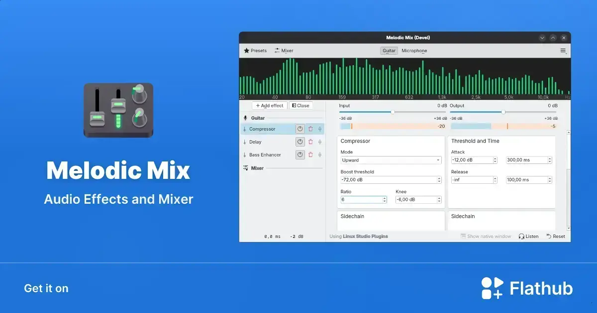 Melodic Mix: aplicativo Linux para mixagem e efeitos de áudio ao vivo 1 Melodic Mix: aplicativo Linux para mixagem e efeitos de áudio ao vivo