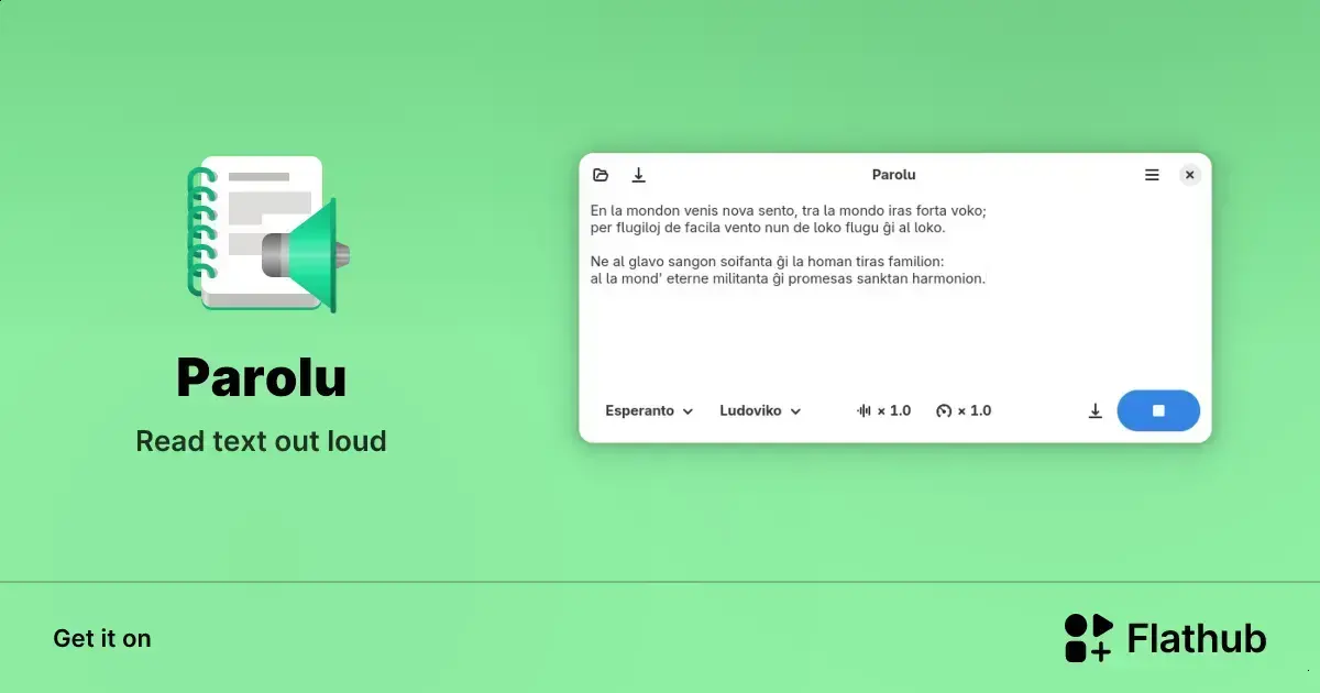 Parolu: Aplicativo de leitura de texto offline para Linux com múltiplas vozes