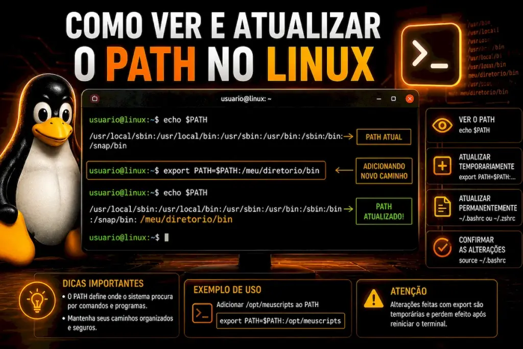 Como ver e atualizar o PATH no Linux sem cair em armadilhas