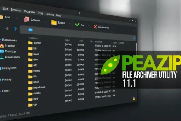 PeaZip 11.1: Atualizações e correções que melhoram a segurança e o desempenho