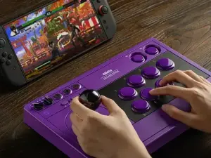 8BitDo lança versão roxa renovada do clássico Arcade Stick após 5 anos