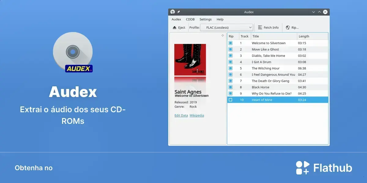 Audex chega ao Linux via Flathub para extrair áudio de CDs 1 Audex chega ao Linux via Flathub para extrair áudio de CDs