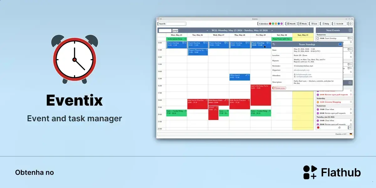 Eventix chega ao Linux como gerenciador de agenda e tarefas via Flatpak