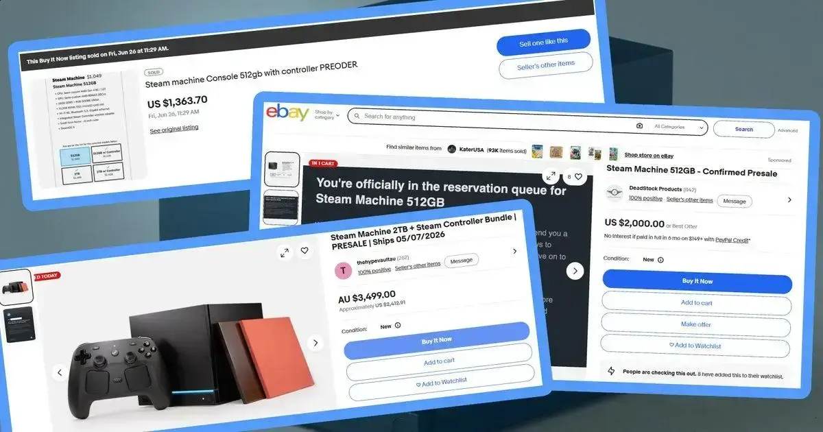 Reservas do Steam Machine são vendidas no eBay com até $984 de markup