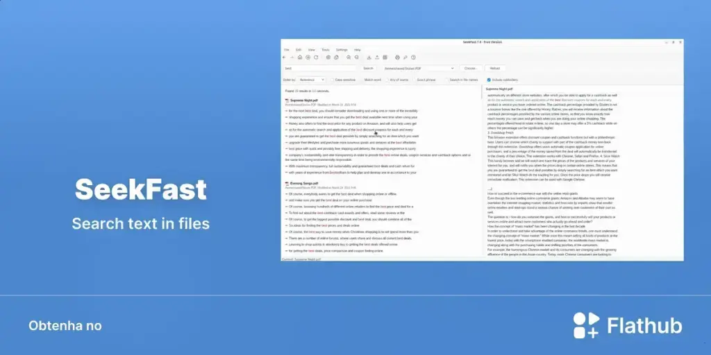 SeekFast chega ao Linux via Flathub e promete busca inteligente