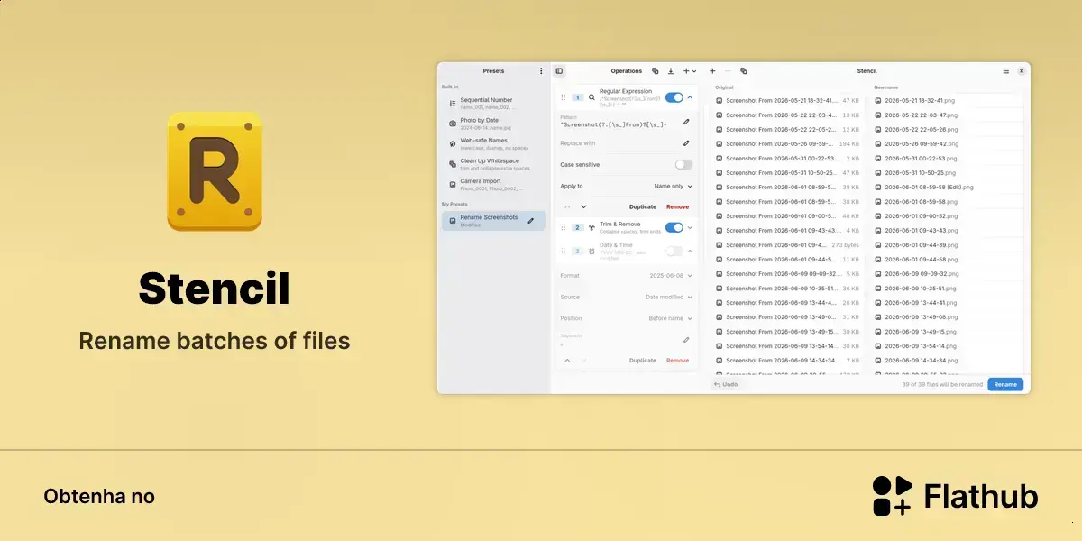 Stencil chega ao Linux como um renomeador em lote com prévia ao vivo 1 Stencil chega ao Linux como um renomeador em lote com prévia ao vivo