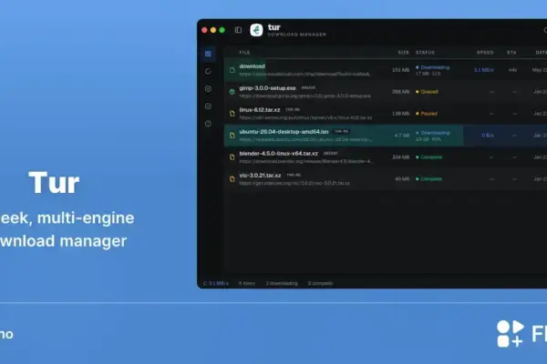 Tur chega ao Linux com motor Rust e suporte a aria2c e yt-dlp