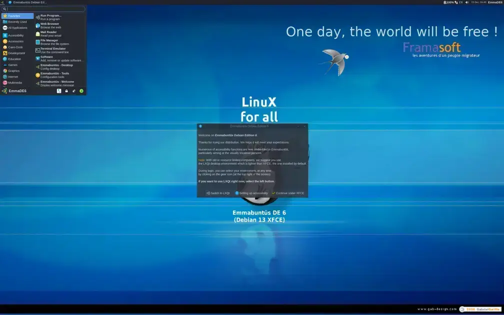 Emmabuntüs DE6-1.02 chega com foco em acessibilidade no Debian 13