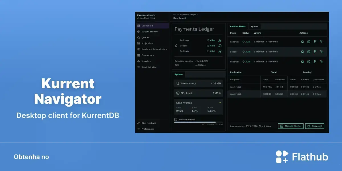 Kurrent Navigator chega ao Linux para monitorar clusters KurrentDB 1 Kurrent Navigator chega ao Linux para monitorar clusters KurrentDB