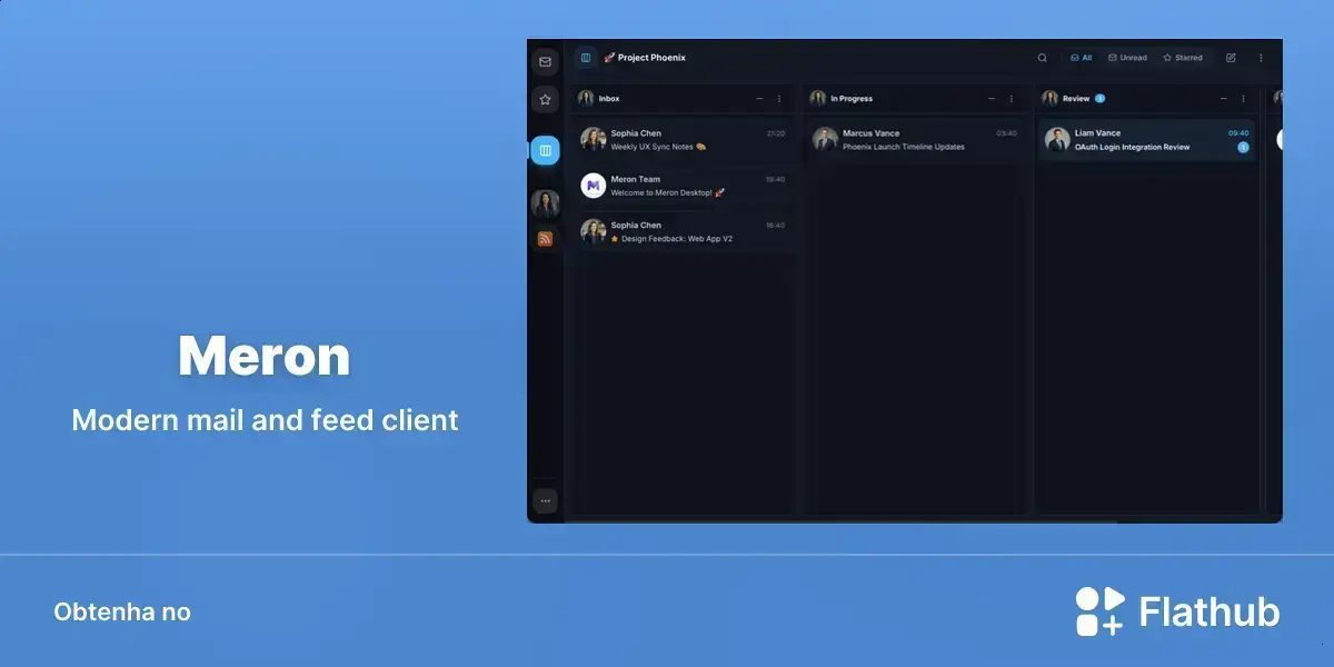 Meron chega ao Linux via Flathub com foco em e-mail e kanban 1 Meron chega ao Linux via Flathub com foco em e-mail e kanban