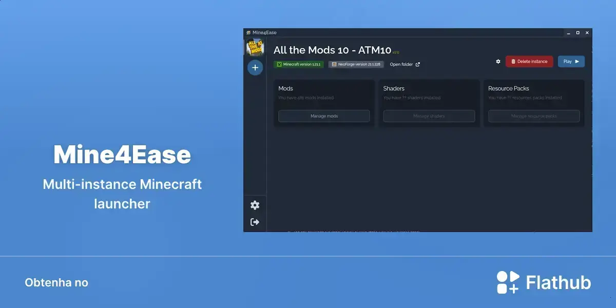 Mine4Ease chega ao Flathub para gerenciar múltiplas instâncias Minecraft