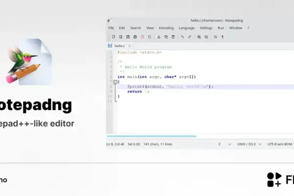 Notepadng chega ao Linux como editor leve estilo Notepad++ no Flathub