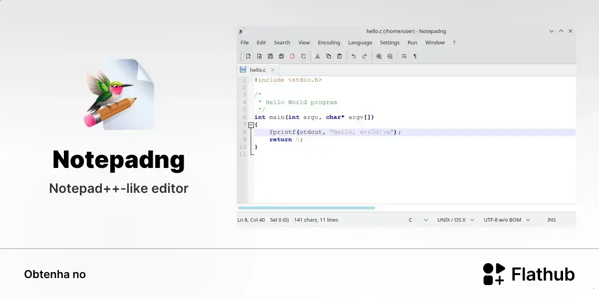 Notepadng chega ao Linux como editor leve estilo Notepad++ no Flathub 1 Notepadng chega ao Linux como editor leve estilo Notepad++ no Flathub