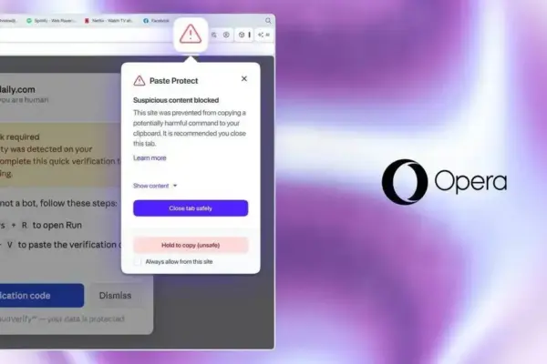 Opera lança Paste Protect para bloquear comandos suspeitos no navegador