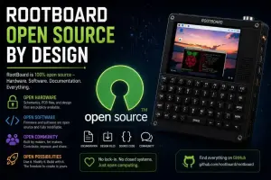 RootBoard: PC portátil com Raspberry Pi, tela de 3,5'' e teclado de 70 teclas