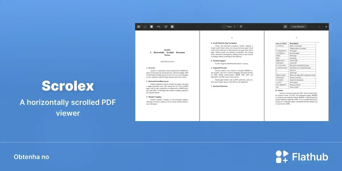 Scrolex chega ao Linux com leitura horizontal de PDFs no Flathub 1 Scrolex chega ao Linux com leitura horizontal de PDFs no Flathub