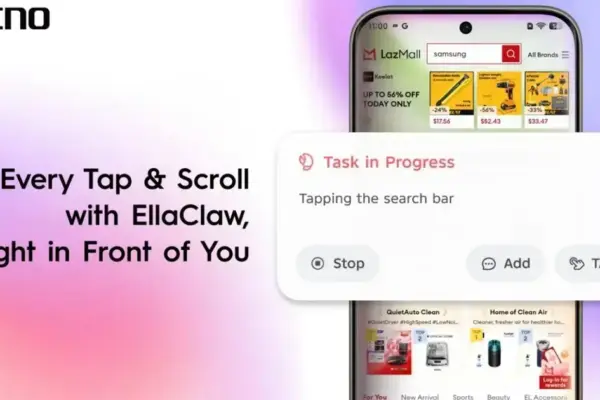 TECNO EllaClaw revoluciona com IA agente para execução automática entre apps