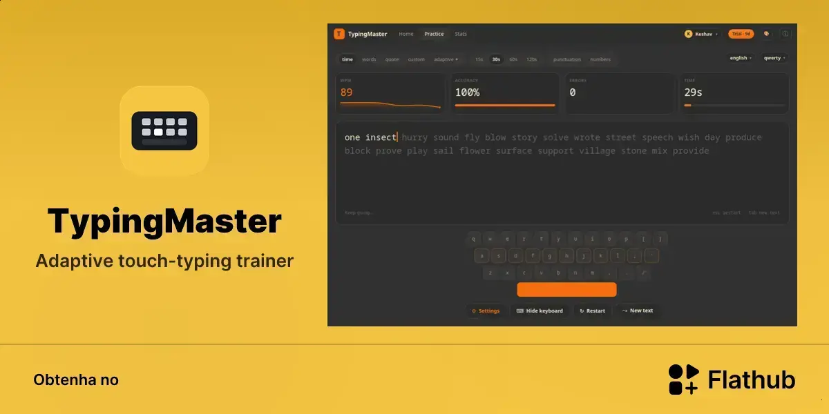 TypingMaster chega ao Linux no Flathub com treino de digitação 1 TypingMaster chega ao Linux no Flathub com treino de digitação