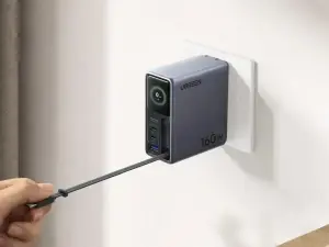 Ugreen lança carregador GaN rápido de 160W com WiFi e cabo retrátil