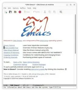 GNU Emacs 31.1 chega com melhorias de completude e janelas