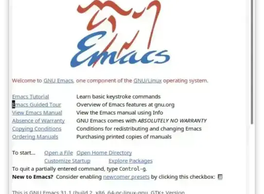 GNU Emacs 31.1 chega com melhorias de completude e janelas