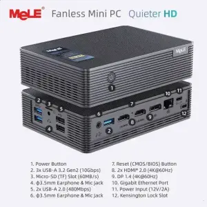 MeLE Quieter HD: Mini PC fanless com Intel N150 e espaço para SSD/HDD