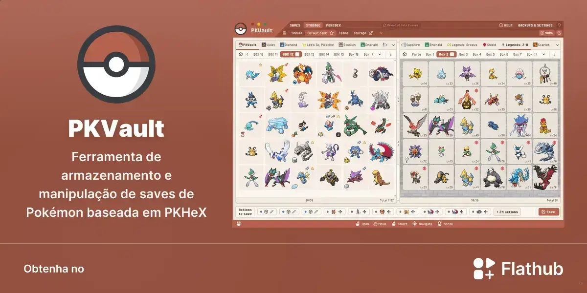 PKVault chega ao Flathub com foco em saves e Pokédex no Linux