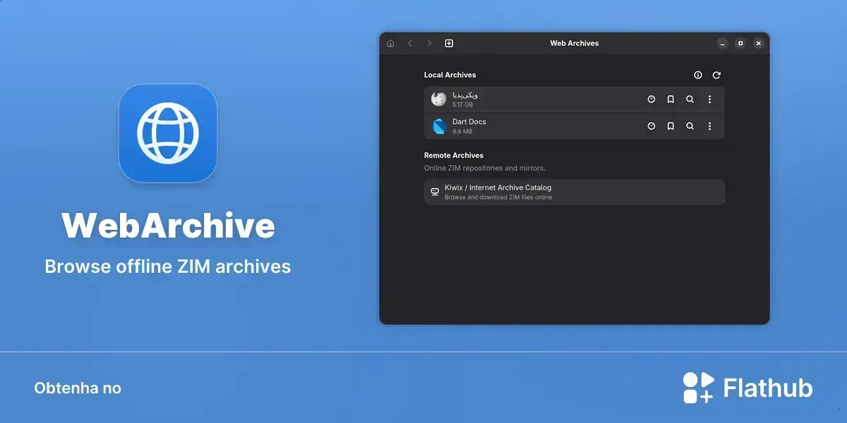 WebArchive chega ao Linux para ler ZIMs e navegar offline