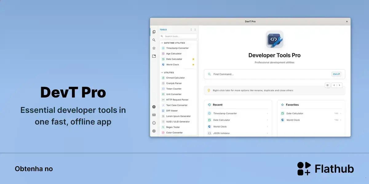 DevT Pro estreia no Linux pelo Flathub com mais de 100 ferramentas