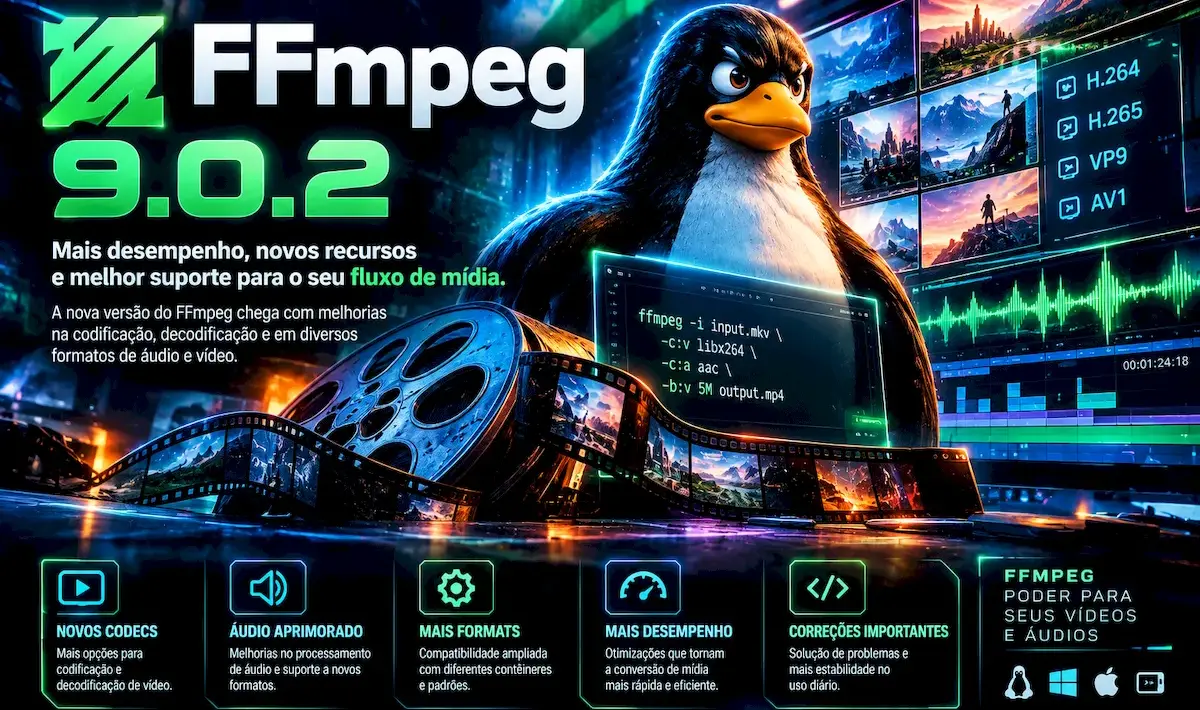 FFmpeg 9.0.2 chega com correções importantes e ganhos de segurança
