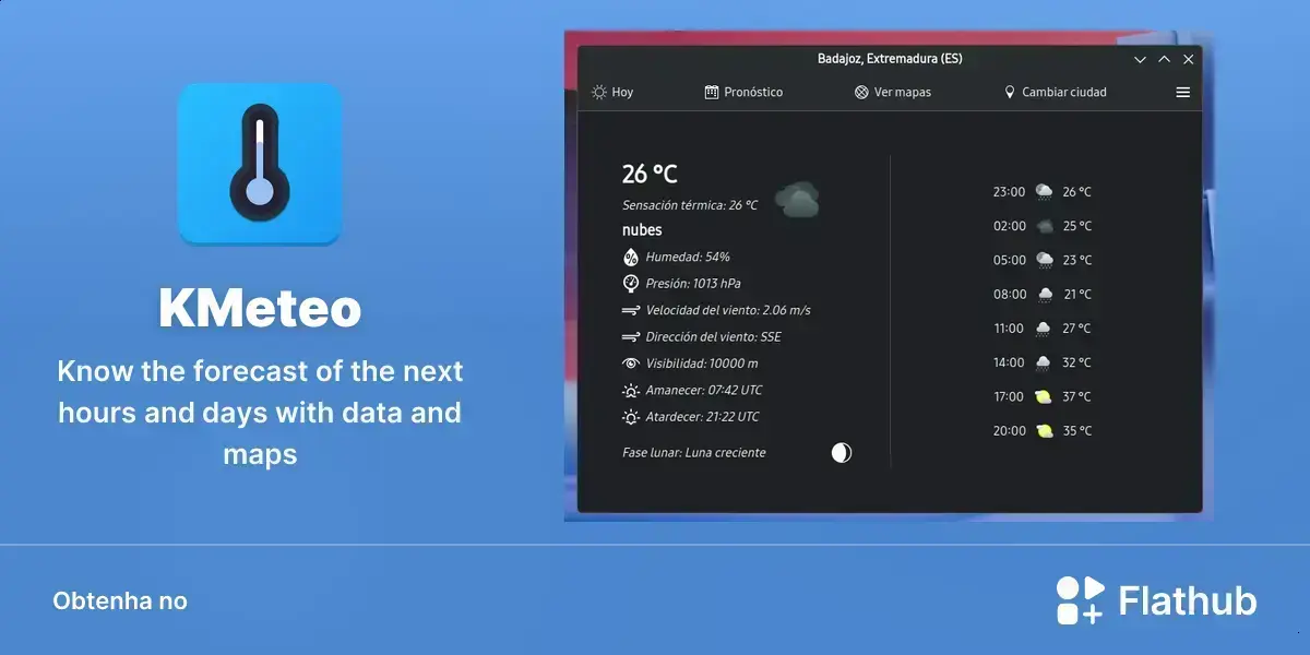 KMeteo chega ao Linux via Flathub com mapas e previsão completa 1 KMeteo chega ao Linux via Flathub com mapas e previsão completa