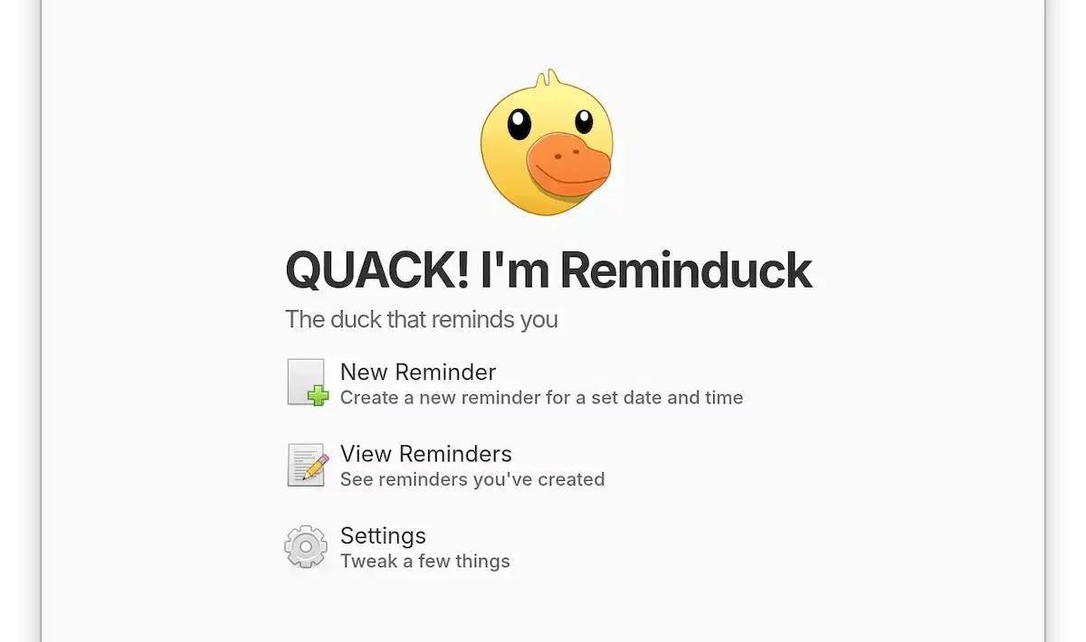 Reminduck chega ao Linux com lembretes simples e interface charmosa
