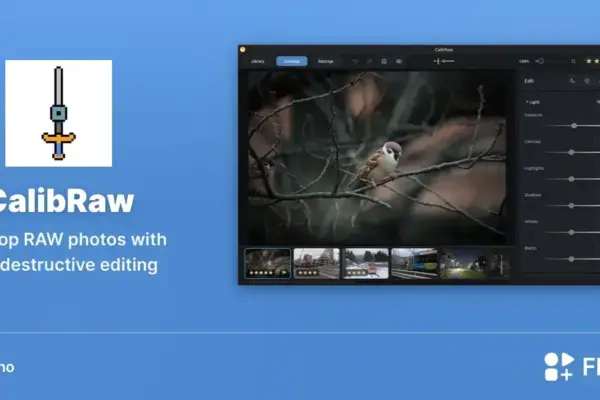 CalibRaw chega ao Flathub com edição RAW e novas funções de IA