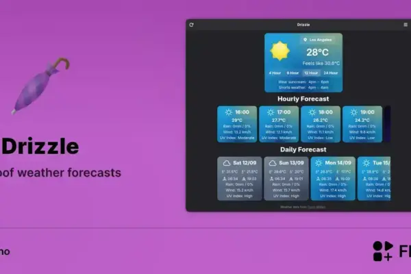Drizzle chega ao Flathub e traz um app de clima leve para Linux
