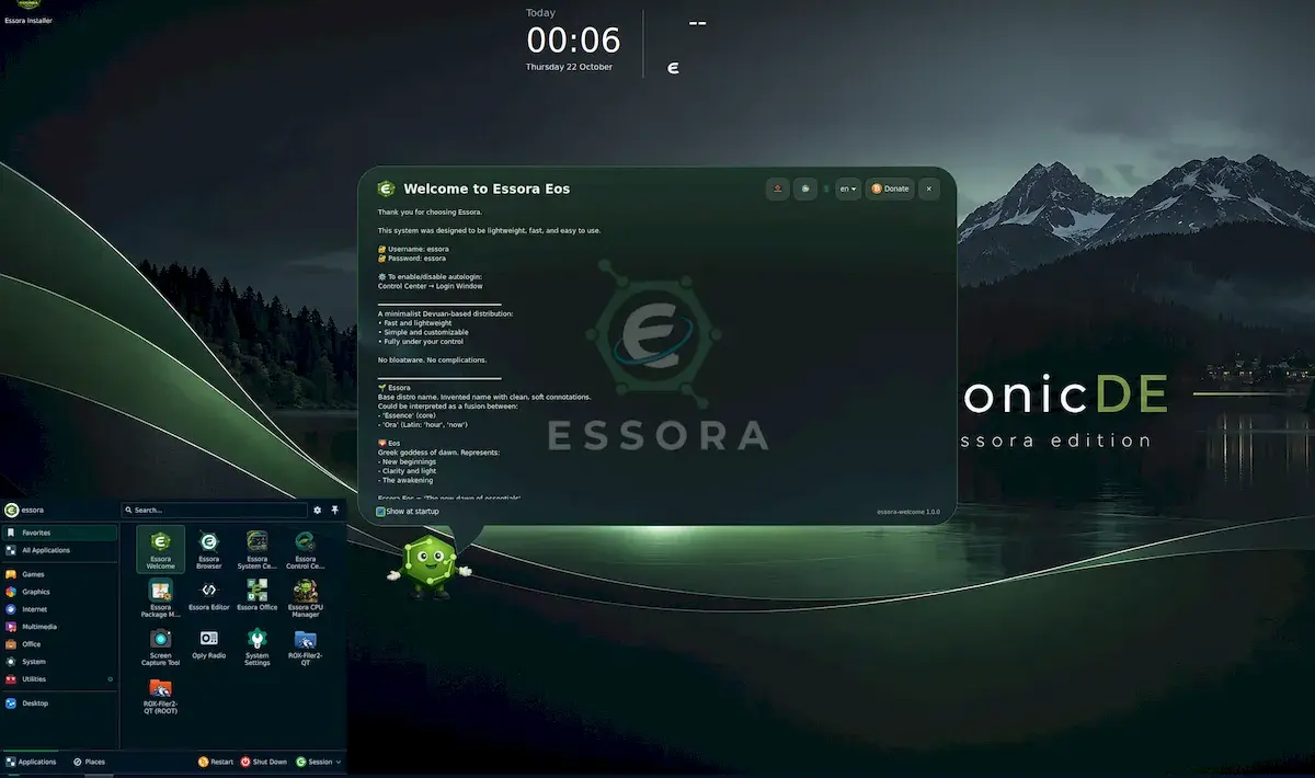 Essora Eos 20261021 aposta em XLibre e SonicDE no Devuan