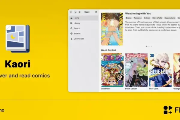 Kaori chega ao Linux com leitura de mangás, manhwa e manhua no Flathub