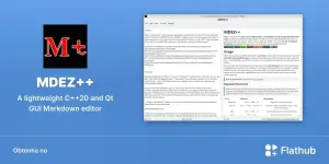 MDEZ++ chega ao Flathub com edição Markdown leve e preview em tempo real