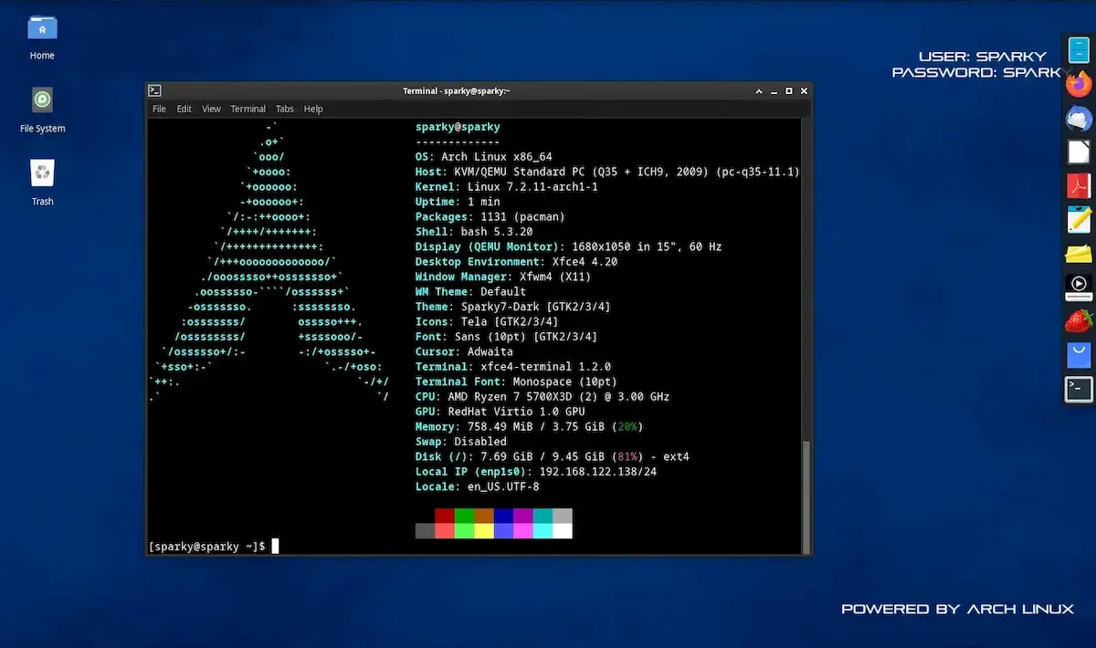 SparkyOS 2026.10 leva o Arch Linux para um sistema portátil
